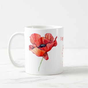 Mug Fleur de naissance d'août Pavot rouge Aquarelle Fl
