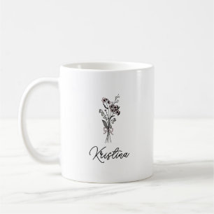 Mug Fleur de naissance de mai & Nom en écriture élégan