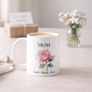 Mug Fleur de naissance de maman juin avec les prénoms 