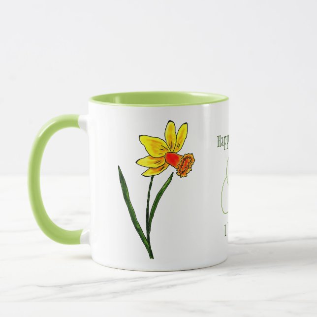 Mug Fleur de naissance de mars Jaune vert Daffodique M (Gauche)