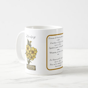 Mug Fleur de naissance FÉVRIER Anniversaire Primrose P
