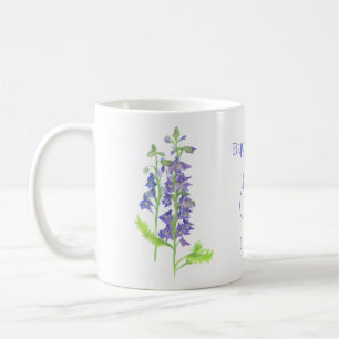 Mug Fleur de naissance juillet Larkspur Aquarelle Flor