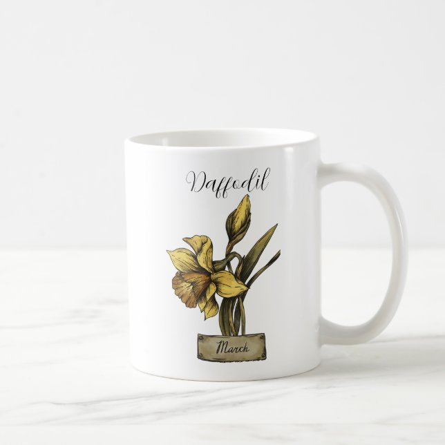 Mug Fleur de naissance MARS Anniversaire Daffodique (Droite)