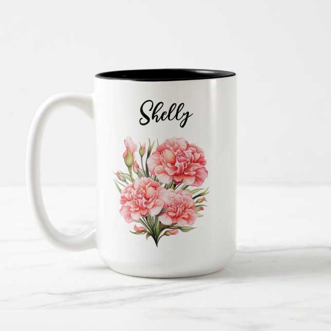 Mug Fleur de naissance personnalisée - Nom personn (Gauche)