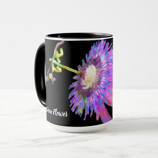 Mug Fleur de passion peinte en violet (Devant gauche)
