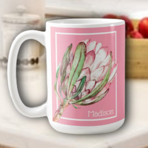 Mug Fleur de Protea tropicale sur rose