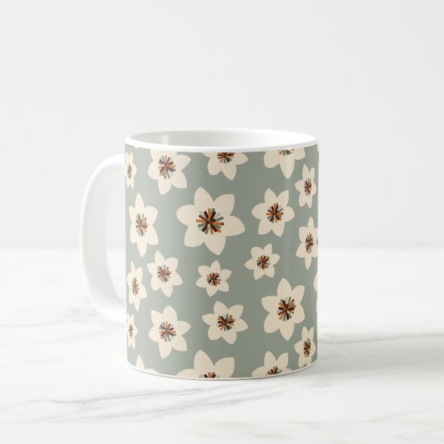 Mug Fleur de sauge - arrière - plan vert sauge (Devant gauche)