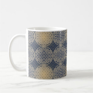 Mug Fleur de vie - motif de timbre - sable bleu