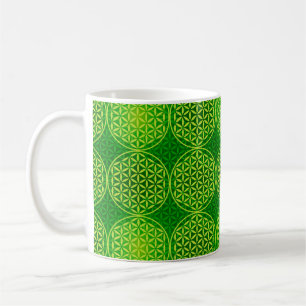 Mug Fleur de vie - motif de timbre - vert