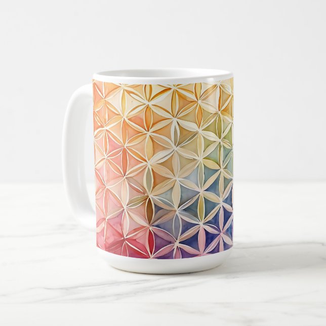 Mug Fleur de vie - Peinture aquarelle (Devant gauche)