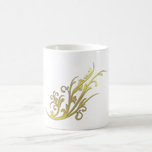 Mug Fleur d'or fausse de luxe abstrait