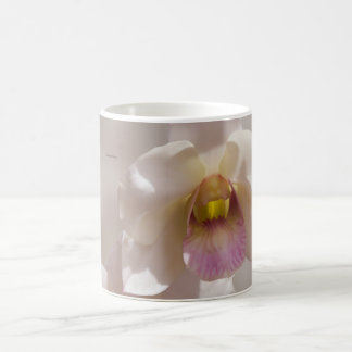 Mug Fleur d'orchidée blanche et rose sur fond flou