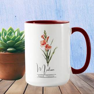 Mug Fleur du mois de naissance août Gladiolus