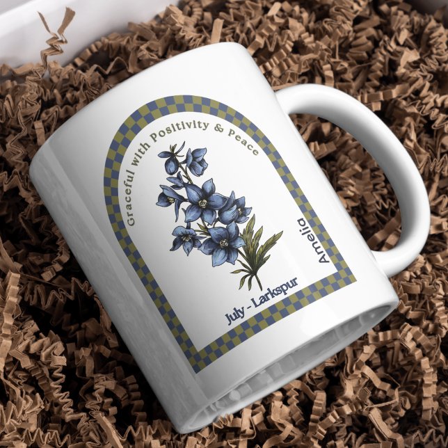 Mug Fleur du mois de naissance de juillet personnalisé (Créateur téléchargé)