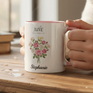 Mug Fleur du mois de naissance de juin Cadeau grand-mè