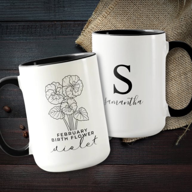 Mug Fleur du mois de naissance Février Anniversaire Ca (Créateur téléchargé)