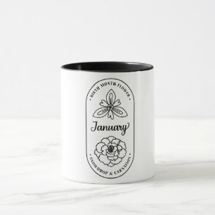 Mug Fleur du mois de naissance janvier Œillet
