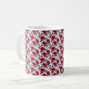 Mug Fleur élégante chic rétro rouge