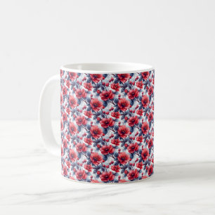Mug Fleur élégante vintage chic rétro rouge