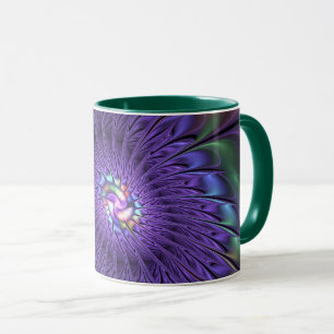 Mug Fleur fractale Abstraite moderne et colorée tendan
