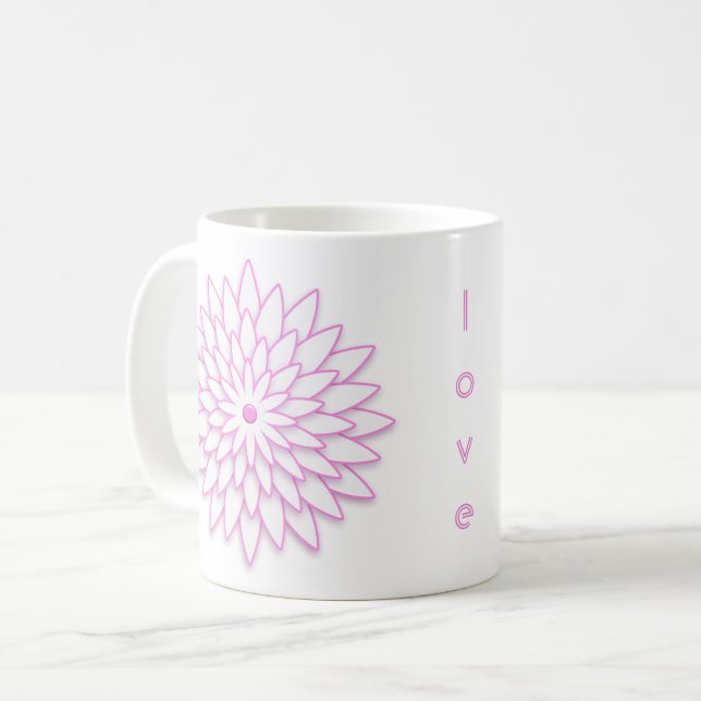 Mug Fleur géométrique abstraite. Texte (Devant gauche)