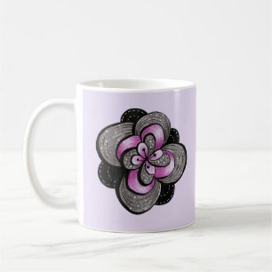 Mug Fleur gothique violet noir Abstrait floral