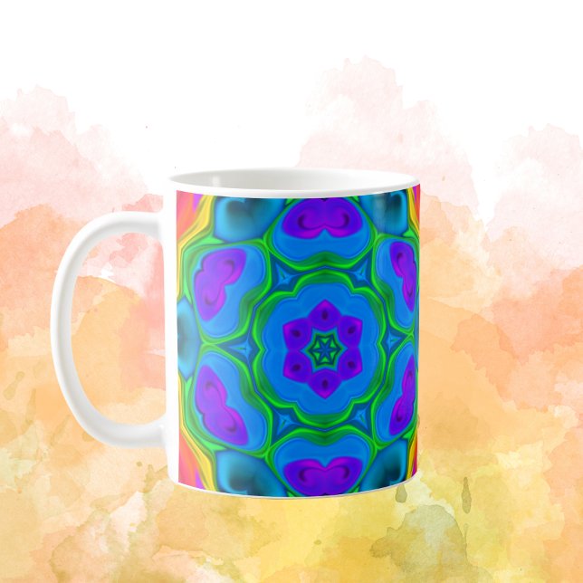 Mug Fleur hippie psychédélique arc-en-ciel (Créateur téléchargé)