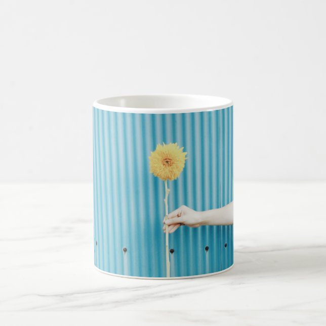 Mug Fleur jaune bleu-clair de Himawari de tournesol (Centre)