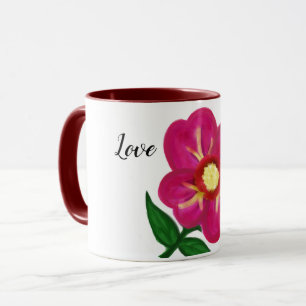 Mug Fleur jaune brillant Fuchsia Amour