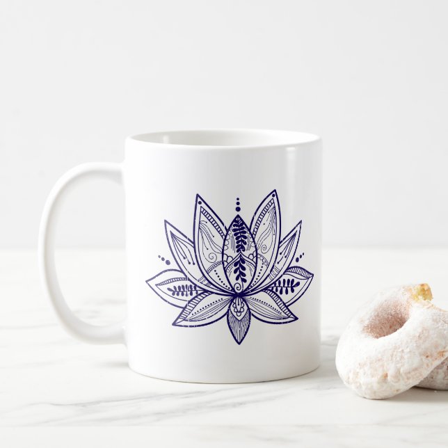 Mug Fleur Lotus Intricable Art En Ligne Perdue (Avec donut)