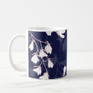 Mug Fleur Magnolia sans couture motif avec fleur blanc