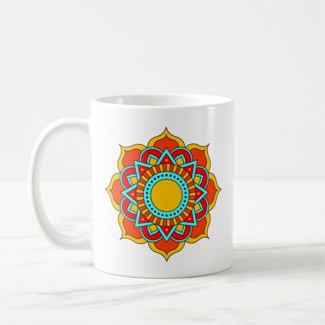 Mug Fleur Mandala rouge géométrique-54567 (Gauche)