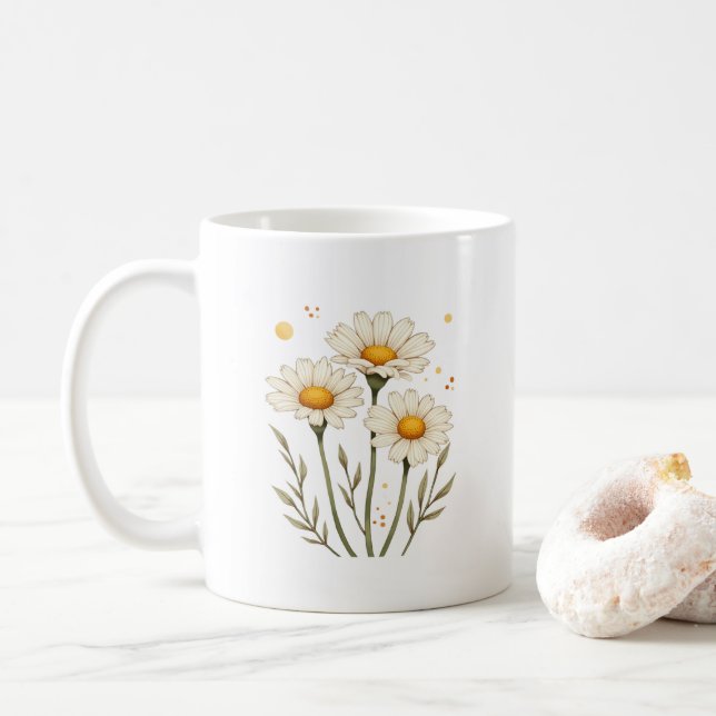 Mug Fleur marguerite personnalisée (Avec donut)