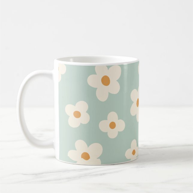 Mug Fleur marguerite vert motif couleurs pastel (Gauche)