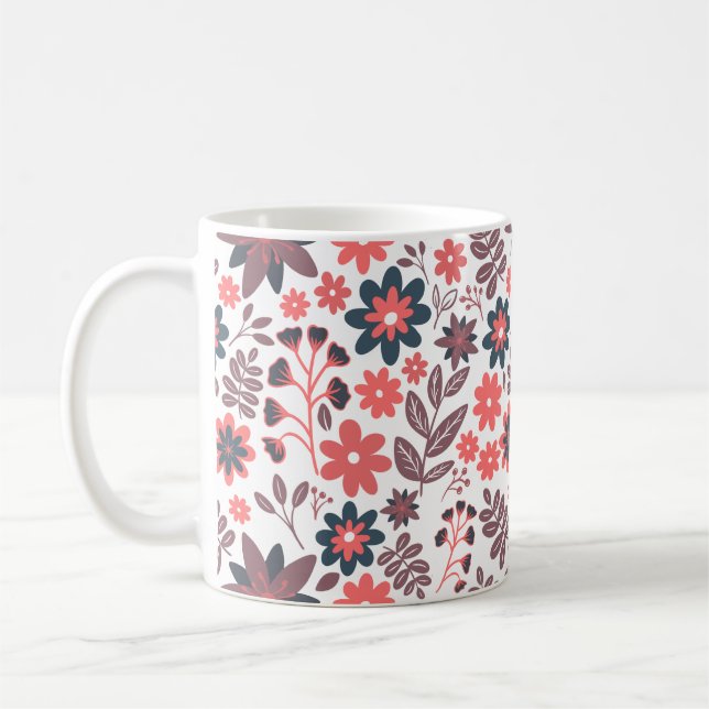 Mug Fleur moderne rouge et noire à deux côtés (Gauche)