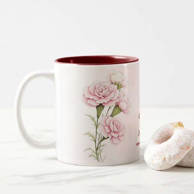 Mug Fleur Mois de Naissance Personnalisée - Carn (Avec donut)