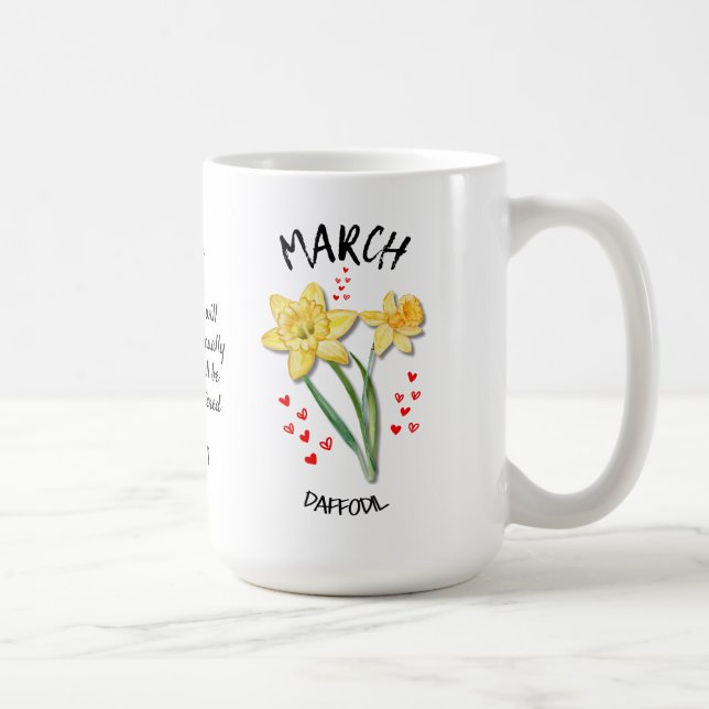 Mug Fleur Mois de naissance personnalisée MARS Daffodi (Droite)