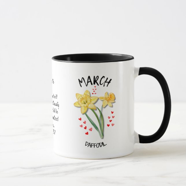 Mug Fleur Mois de naissance personnalisée MARS Daffodi (Droite)