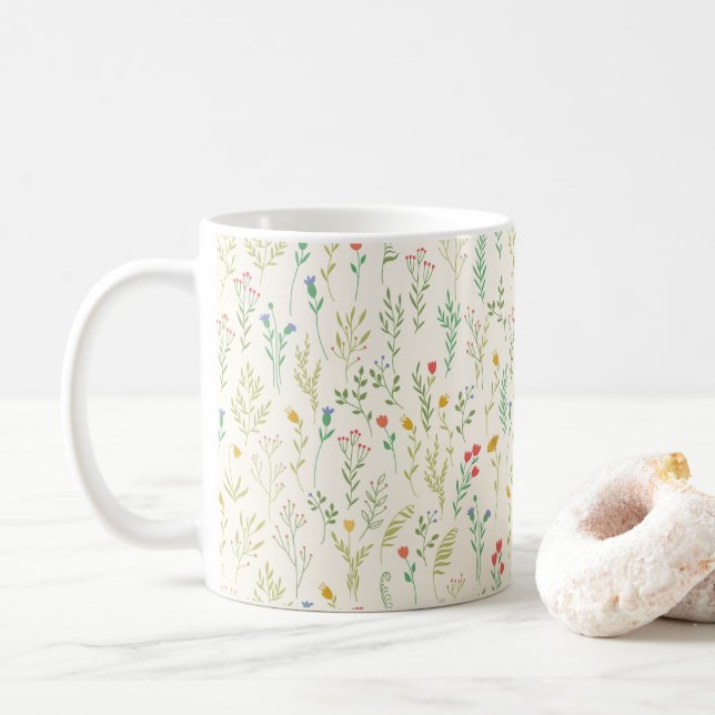 Mug Fleur Motif Printemps Floral Classique (Avec donut)
