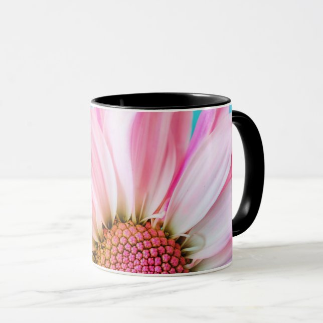 Mug Fleur noire : Élégance florale rose (Devant droit)