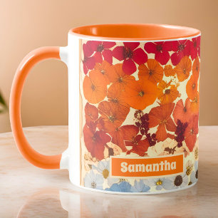 Mug Fleur ombrée personnalisée vintage pressée