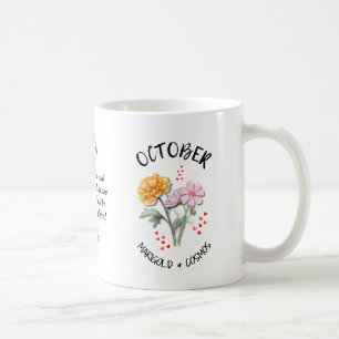 Mug Fleur personnalisée de mois de naissance d'OCTOBRE