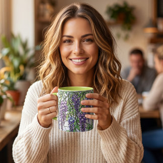 Mug fleur pourpre de style vitrail floral café