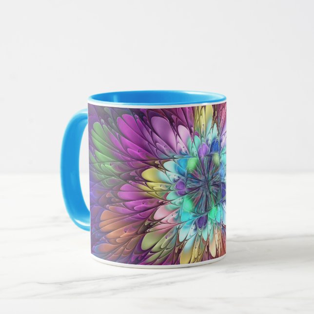 Mug Fleur psychédélique colorée Art fractal Abstrait (Devant gauche)