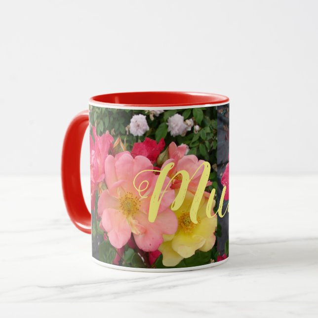 Mug Fleur rose jaune rouge Fleur Florale Rose Mère (Devant gauche)