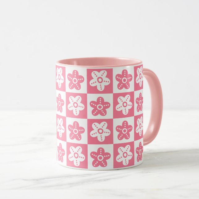 Mug Fleur rose point (Devant droit)