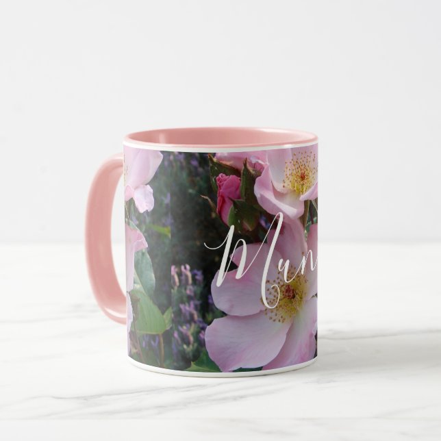 Mug Fleur Rose rose Fleur florale Photo Fête des mères (Devant gauche)