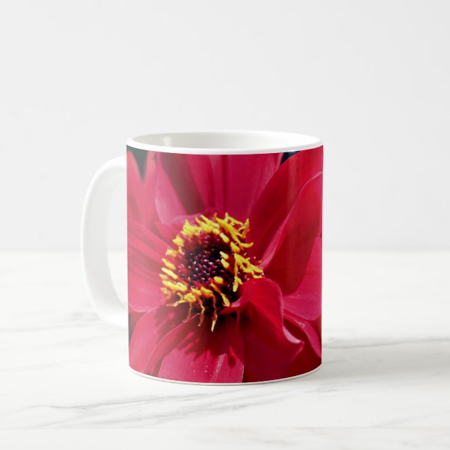 Mug Fleur Rouge Dahlia personnalisée (Devant gauche)