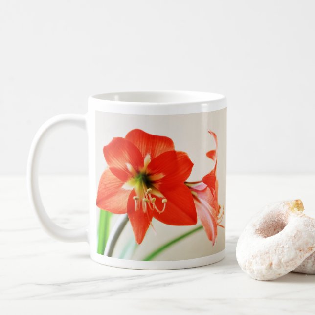 Mug Fleur rouge d'amaryllis (Avec donut)