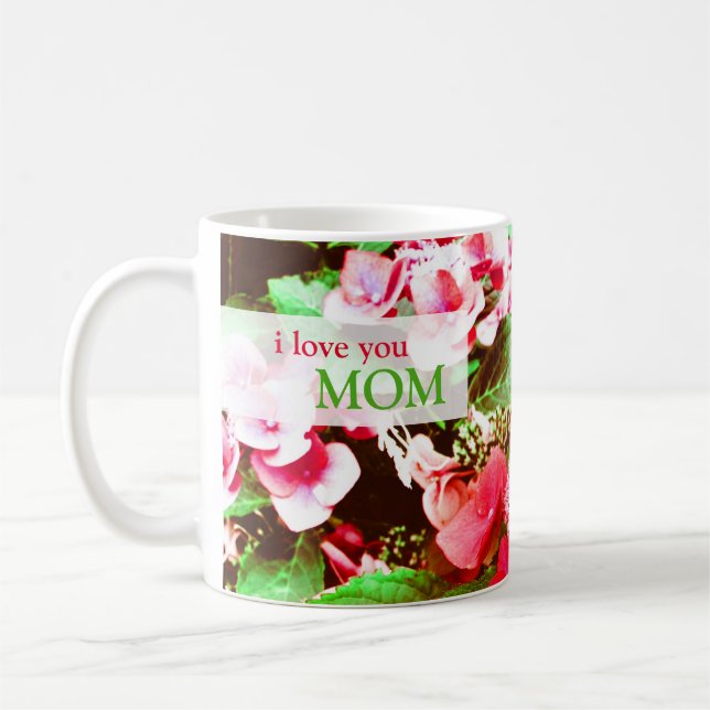 Mug Fleur rouge d'hortensia pour le jour de mères (Gauche)